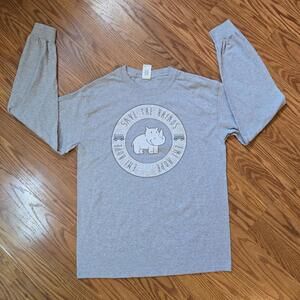 Medium save the rhinos long sleeve grey shirt size medium